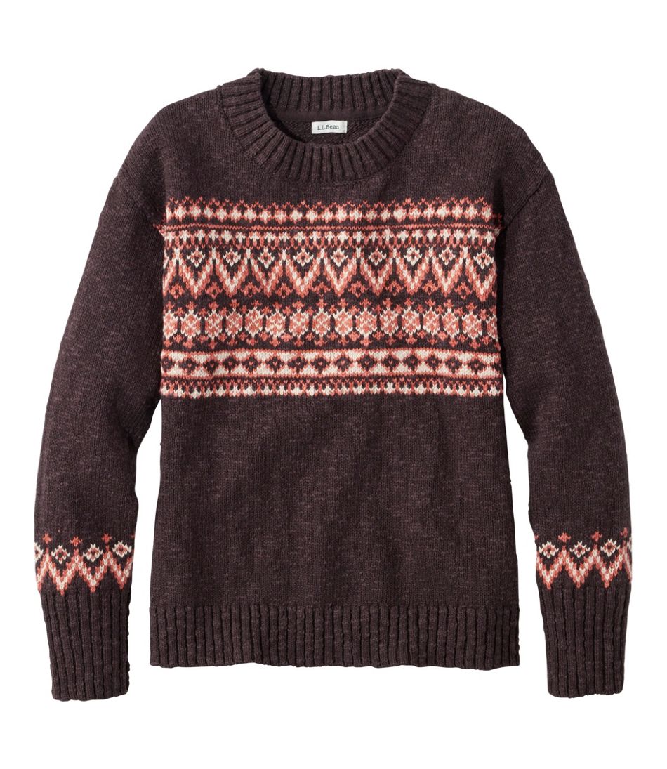 L.L.Bean | Women's Cotton Ragg Sweater, Crewneck Fair Isle