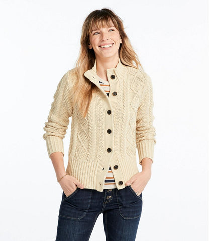 L.L.Bean | Women's Signature Cotton Fisherman Sweater, Short Cardigan