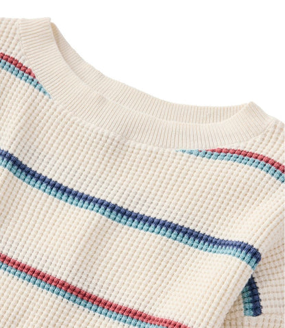 L.L.Bean | Women's Sunwashed Waffle Sweater, Pullover Stripe