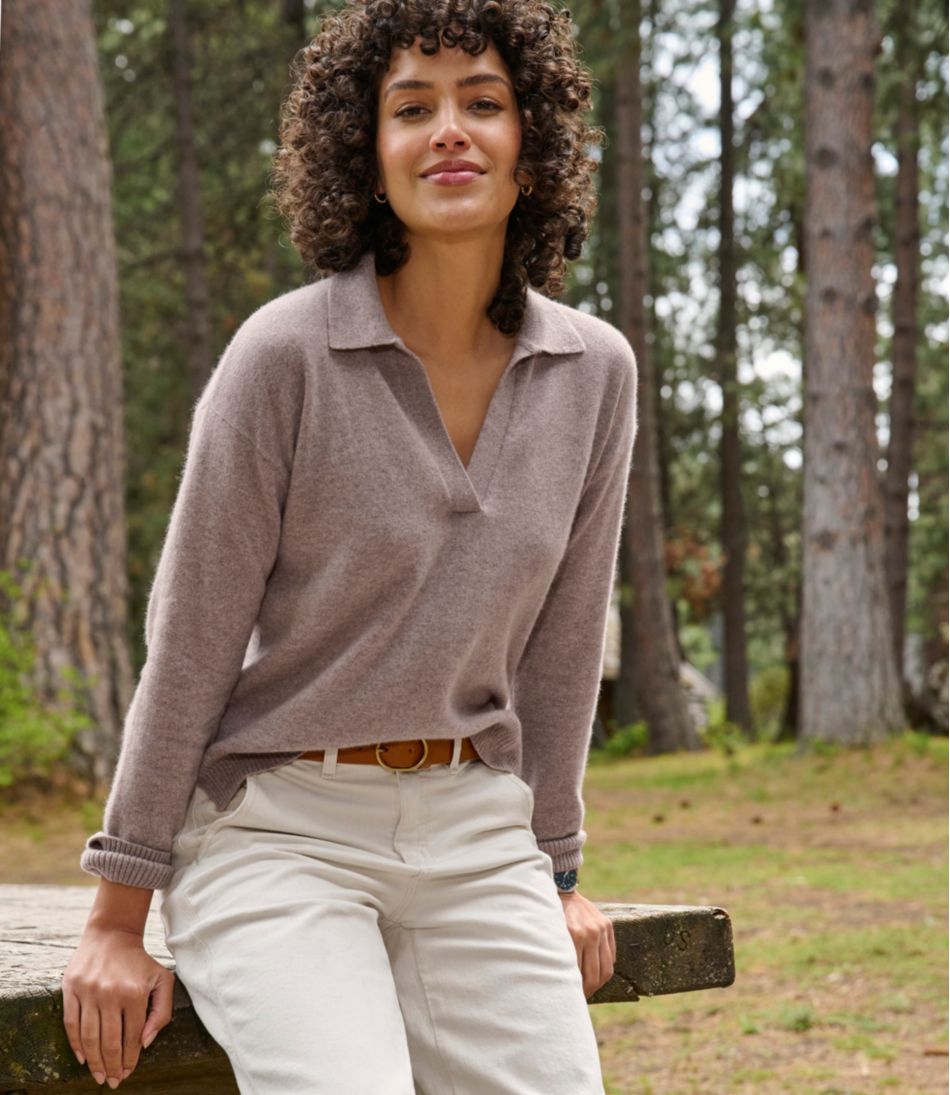 L.L.Bean | Women's Classic Cashmere Sweater, Relaxed Polo
