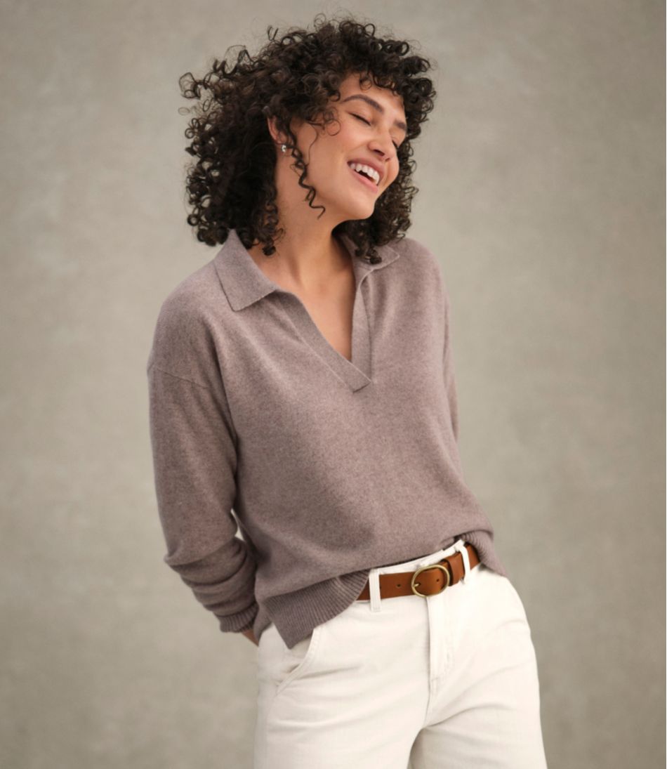 L.L.Bean | Women's Classic Cashmere Sweater, Relaxed Polo