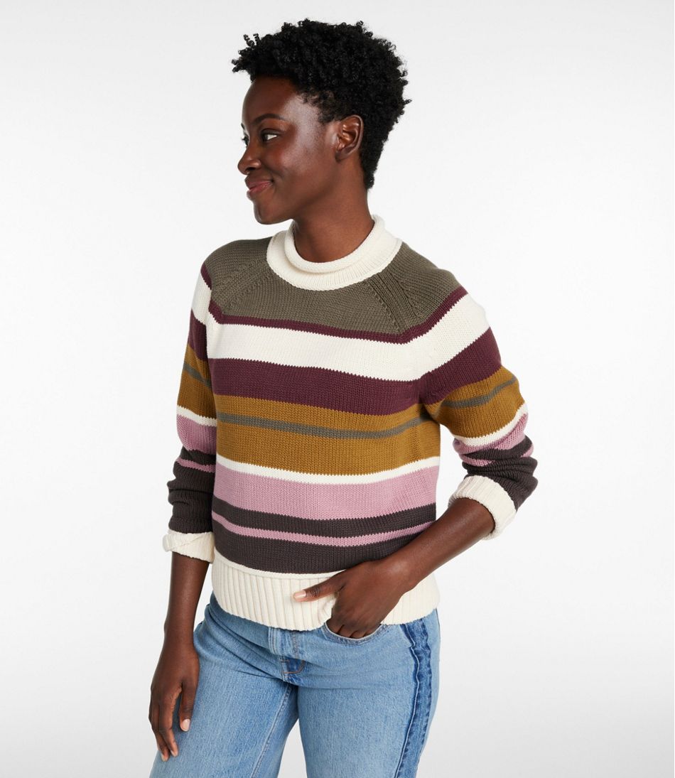 L.L.Bean | Women's Signature Original Cotton Sweater, Rollneck Stripe