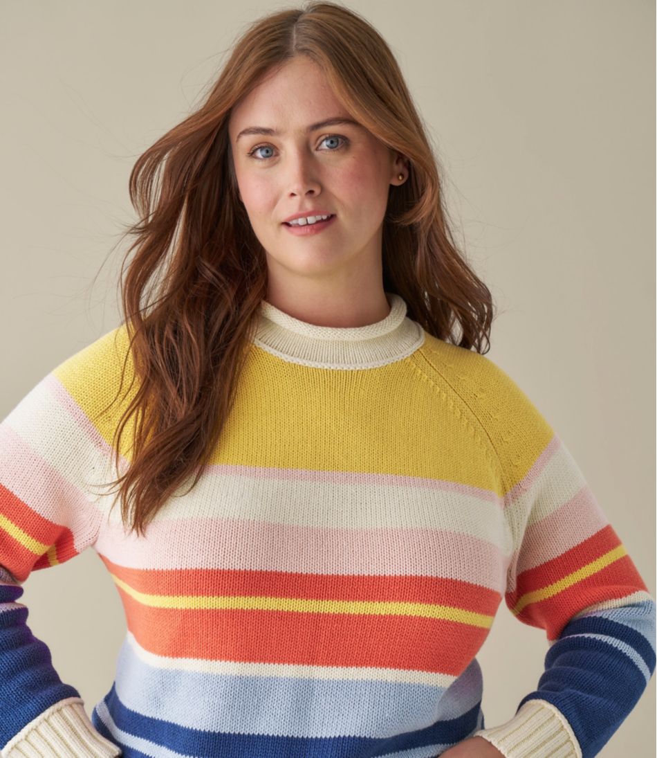 L.L.Bean | Women's Signature Original Cotton Sweater, Rollneck Stripe