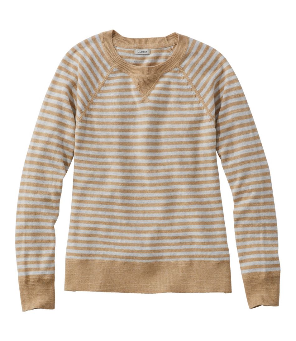 L.L.Bean | Women's Organic Cotton Slub Sweater, Crewneck Stripe