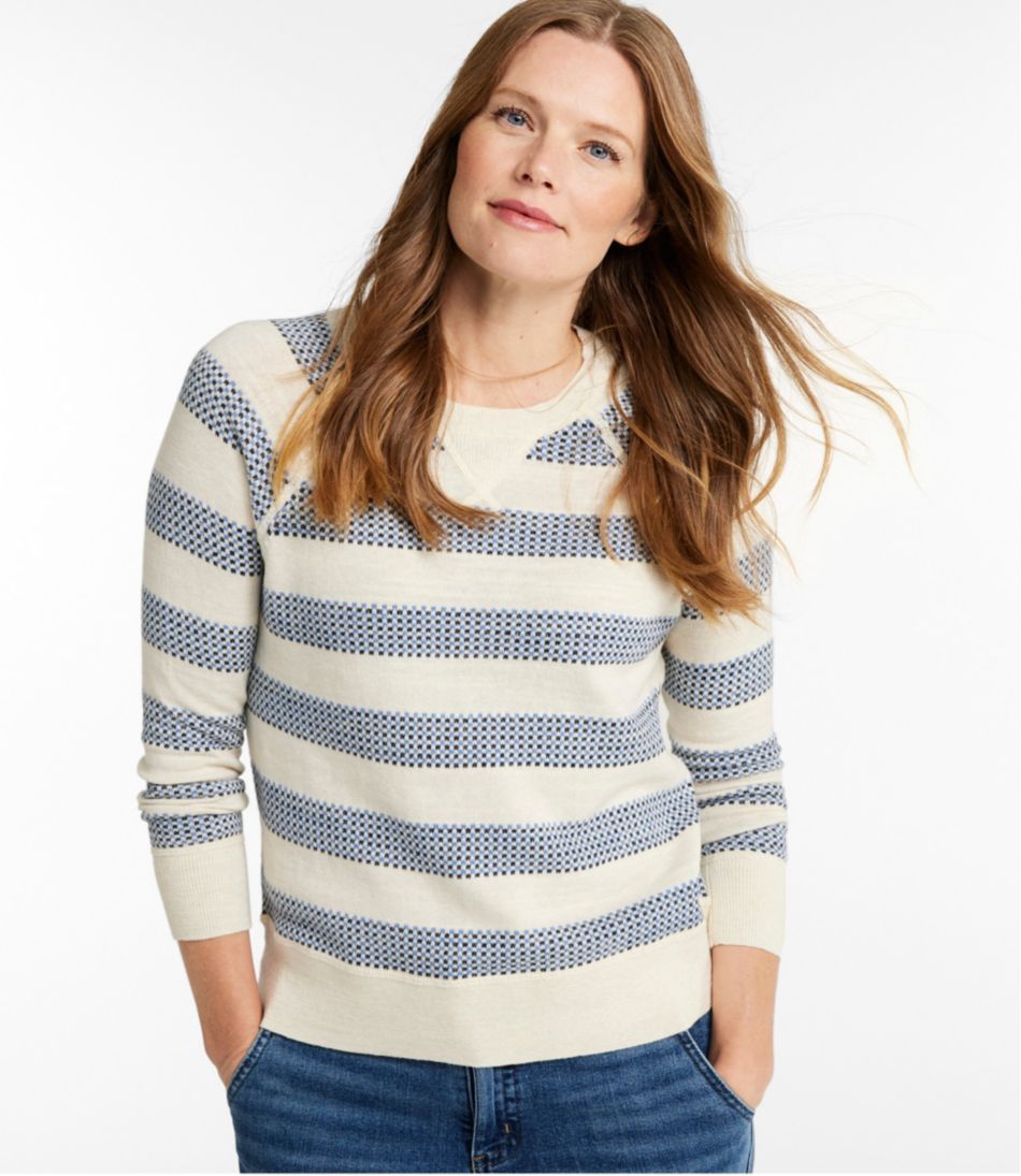 L.L.Bean | Women's Organic Cotton Slub Sweater, Crewneck Stripe