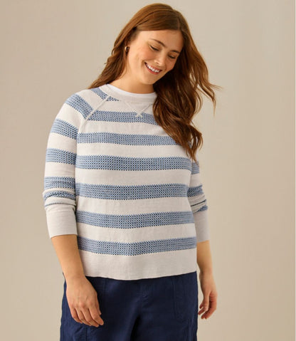 L.L.Bean | Women's Organic Cotton Slub Sweater, Crewneck Stripe