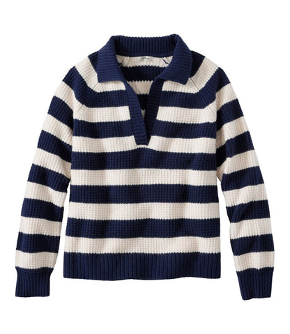 L.L.Bean | Women's SuperSoft Waffle Sweater, Polo Stripe