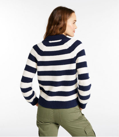 L.L.Bean | Women's SuperSoft Waffle Sweater, Polo Stripe