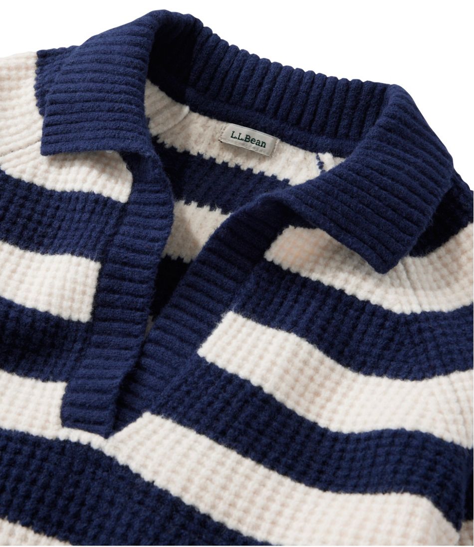 L.L.Bean | Women's SuperSoft Waffle Sweater, Polo Stripe