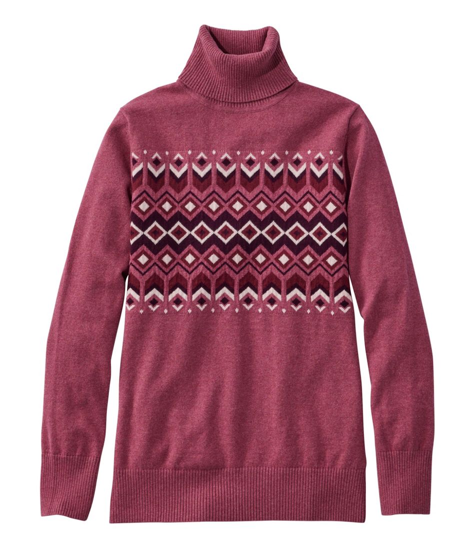 L.L.Bean | Women's Cotton/Cashmere Sweater, Turtleneck Intarsia