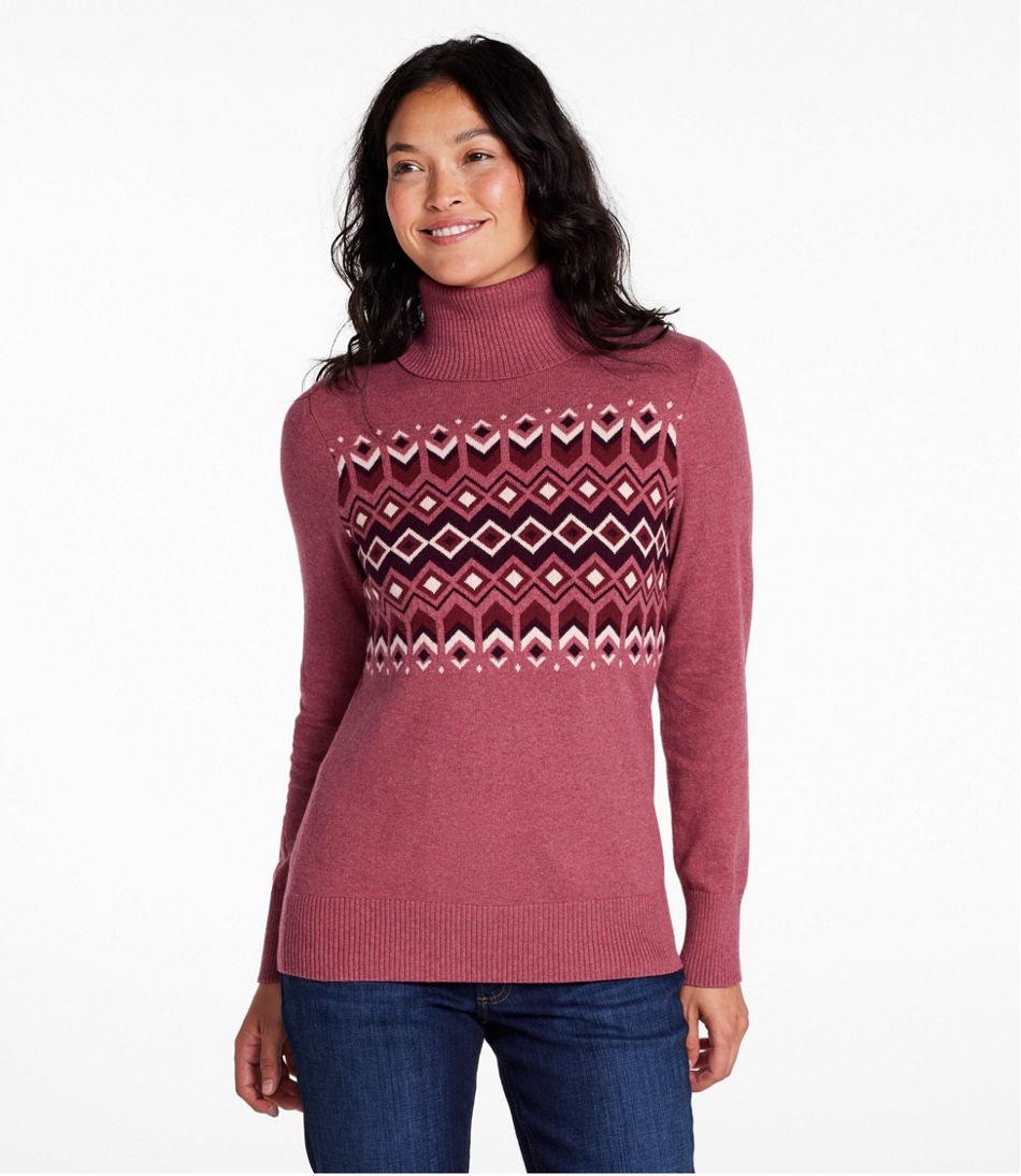 L.L.Bean | Women's Cotton/Cashmere Sweater, Turtleneck Intarsia