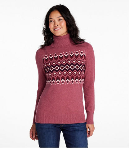 L.L.Bean | Women's Cotton/Cashmere Sweater, Turtleneck Intarsia