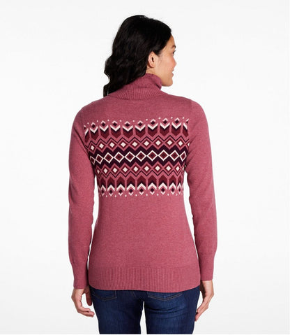 L.L.Bean | Women's Cotton/Cashmere Sweater, Turtleneck Intarsia