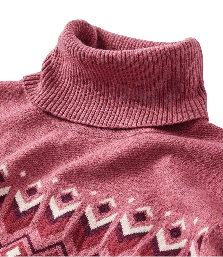 L.L.Bean | Women's Cotton/Cashmere Sweater, Turtleneck Intarsia