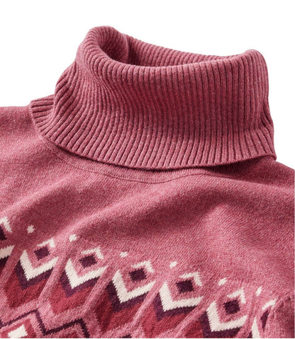 L.L.Bean | Women's Cotton/Cashmere Sweater, Turtleneck Intarsia
