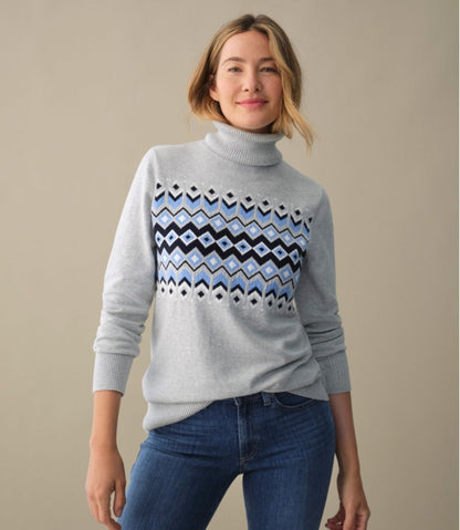 L.L.Bean | Women's Cotton/Cashmere Sweater, Turtleneck Intarsia