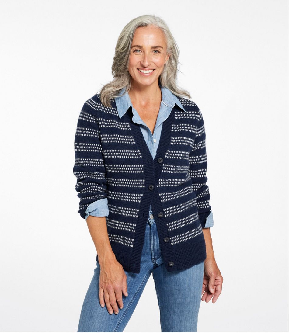 L.L.Bean | Women's Bean's Classic Ragg Wool Sweater, Button-Front Cardigan Novelty