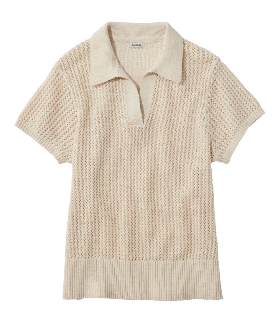 L.L.Bean | Women's Organic Cotton Slub Pointelle Sweater, Polo