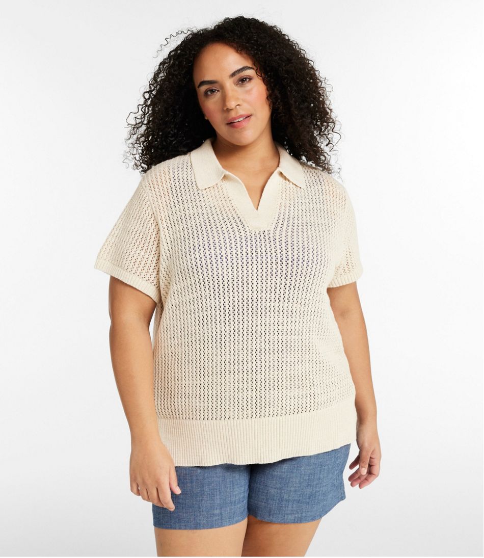 L.L.Bean | Women's Organic Cotton Slub Pointelle Sweater, Polo