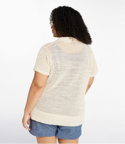 L.L.Bean | Women's Organic Cotton Slub Pointelle Sweater, Polo
