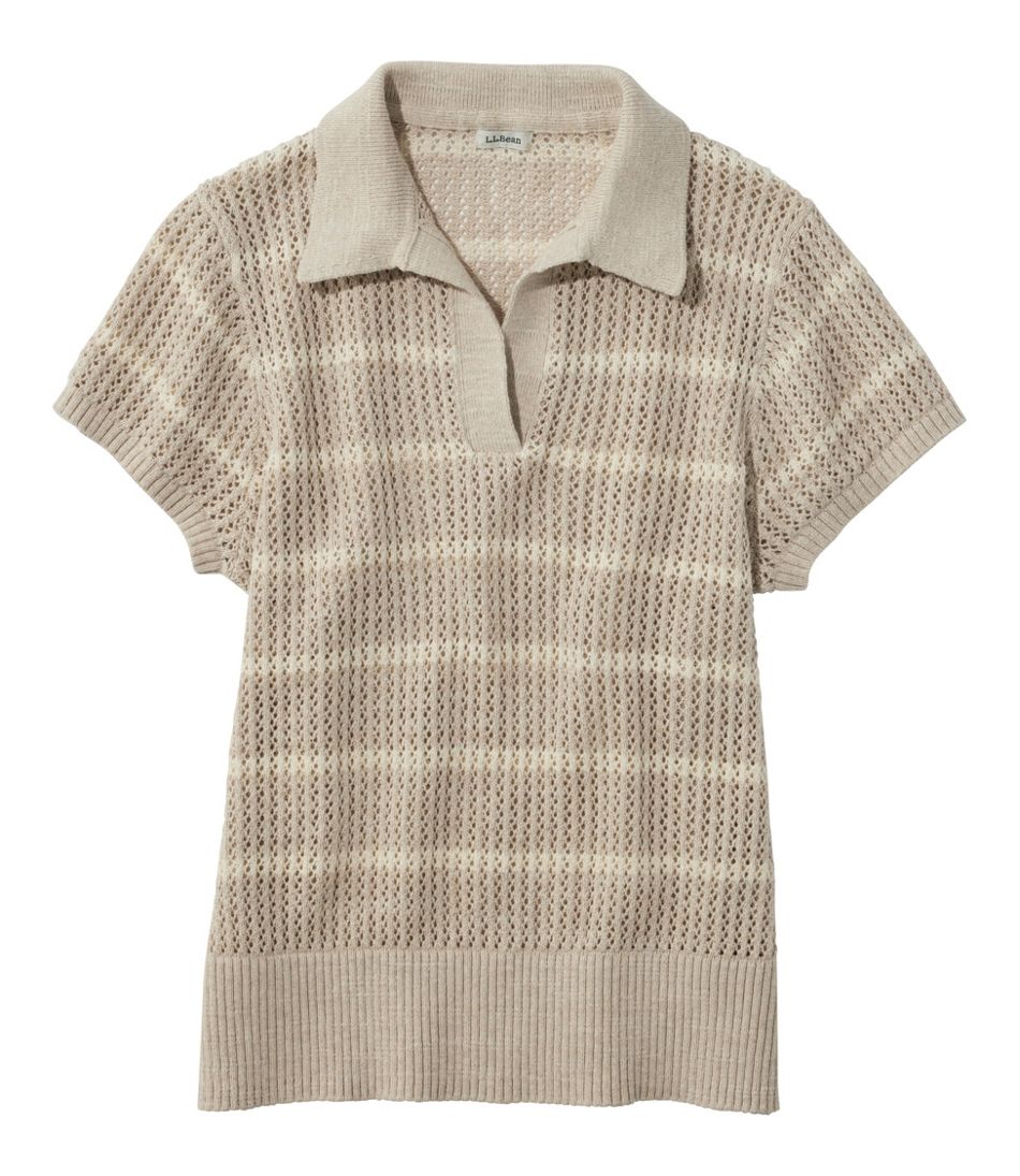 L.L.Bean | Women's Organic Cotton Slub Pointelle Sweater, Polo