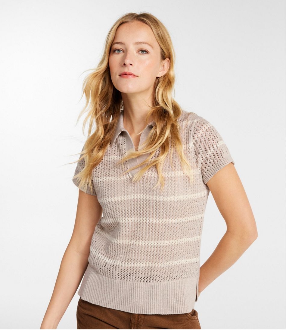 L.L.Bean | Women's Organic Cotton Slub Pointelle Sweater, Polo