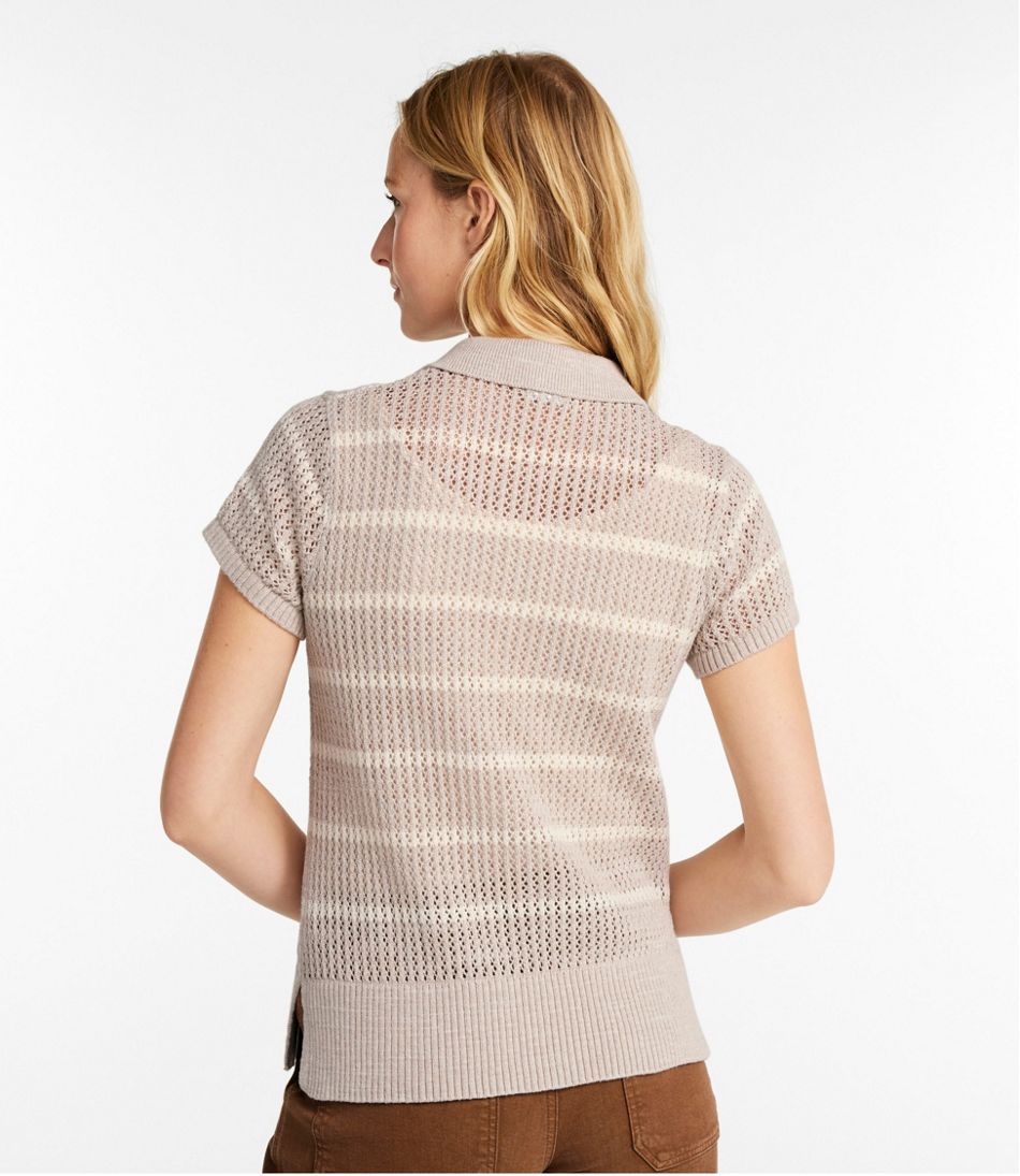 L.L.Bean | Women's Organic Cotton Slub Pointelle Sweater, Polo
