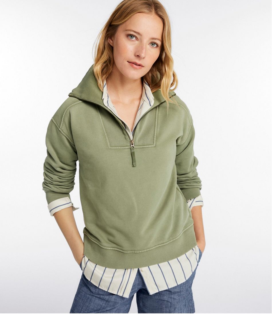 L.L.Bean | Women's Sunwashed Sweats, Quarter-Zip