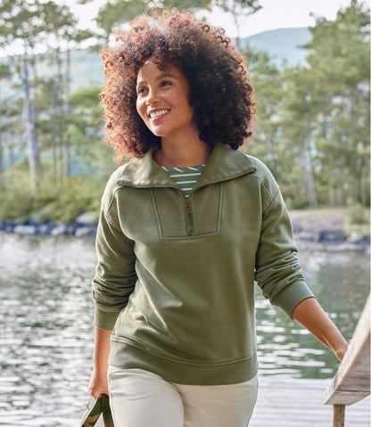 L.L.Bean | Women's Sunwashed Sweats, Quarter-Zip