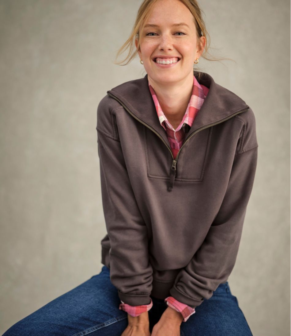 L.L.Bean | Women's Sunwashed Sweats, Quarter-Zip