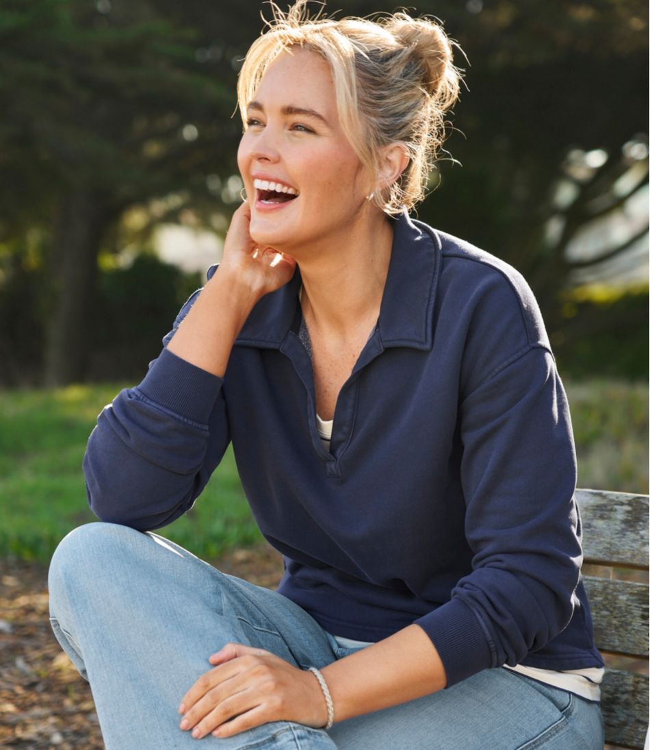 L.L.Bean | Women's Sunwashed Sweats, Splitneck Polo