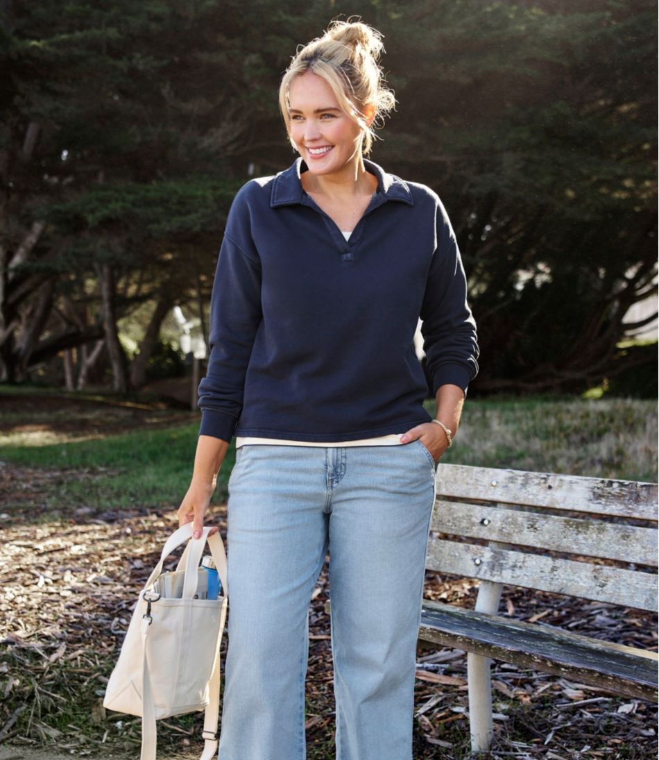 L.L.Bean | Women's Sunwashed Sweats, Splitneck Polo
