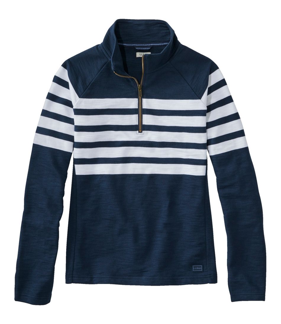 L.L.Bean | Women's Peaks Island Quarter-Zip Pullover, Stripe