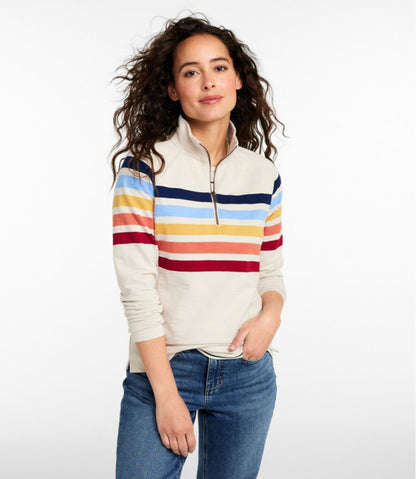 L.L.Bean | Women's Peaks Island Quarter-Zip Pullover, Stripe