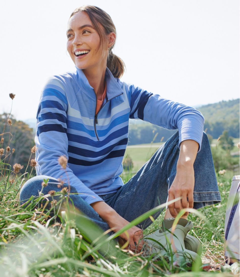 L.L.Bean | Women's Peaks Island Quarter-Zip Pullover, Stripe