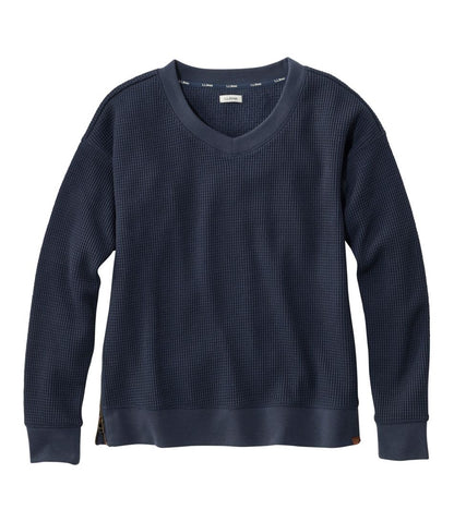 L.L.Bean | Women's Birchwood Brushed Waffle Top, V-Neck