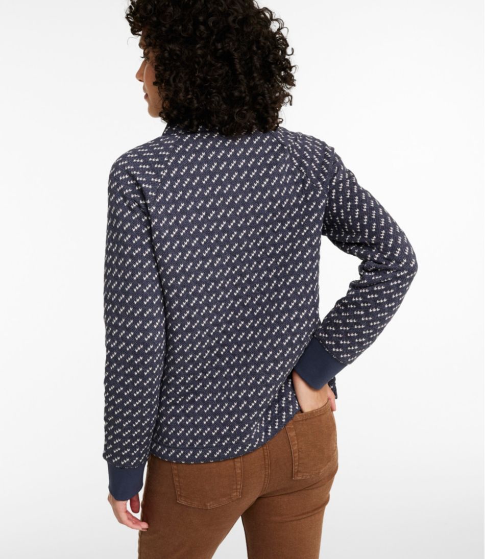 L.L.Bean | Women's Quilted Sweatshirt, Snapneck Pullover Print