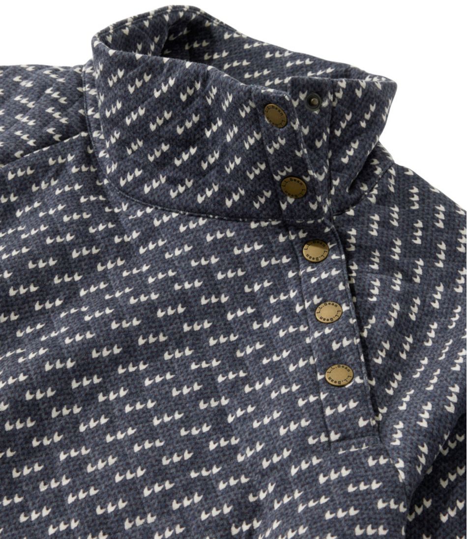 L.L.Bean | Women's Quilted Sweatshirt, Snapneck Pullover Print