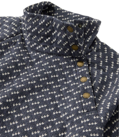 L.L.Bean | Women's Quilted Sweatshirt, Snapneck Pullover Print
