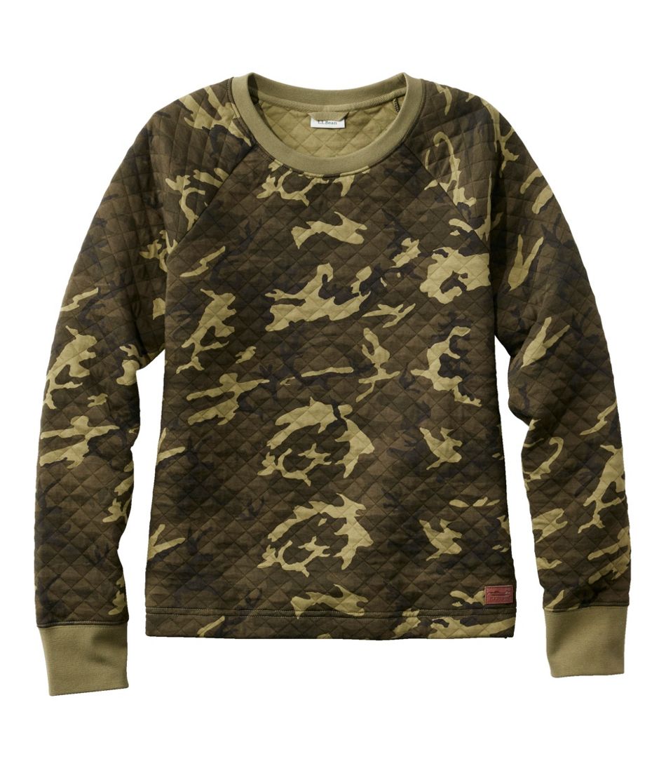 L.L.Bean | Women's Quilted Sweatshirt, Crewneck Pullover Print
