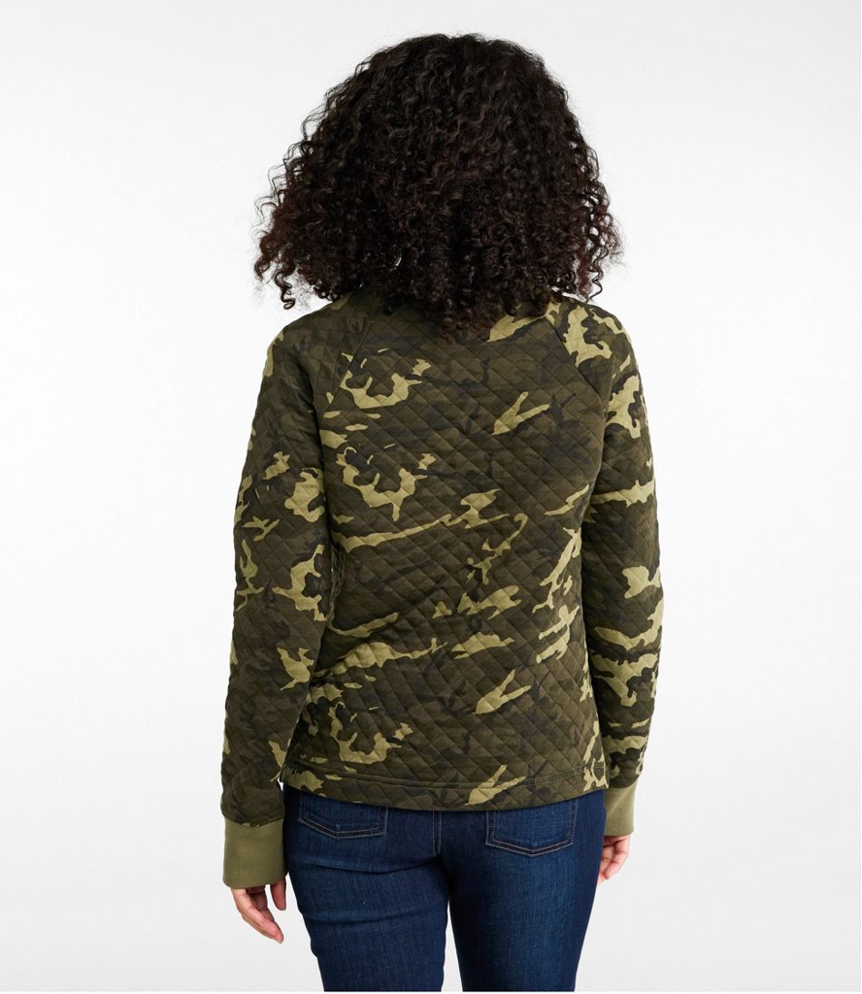 L.L.Bean | Women's Quilted Sweatshirt, Crewneck Pullover Print