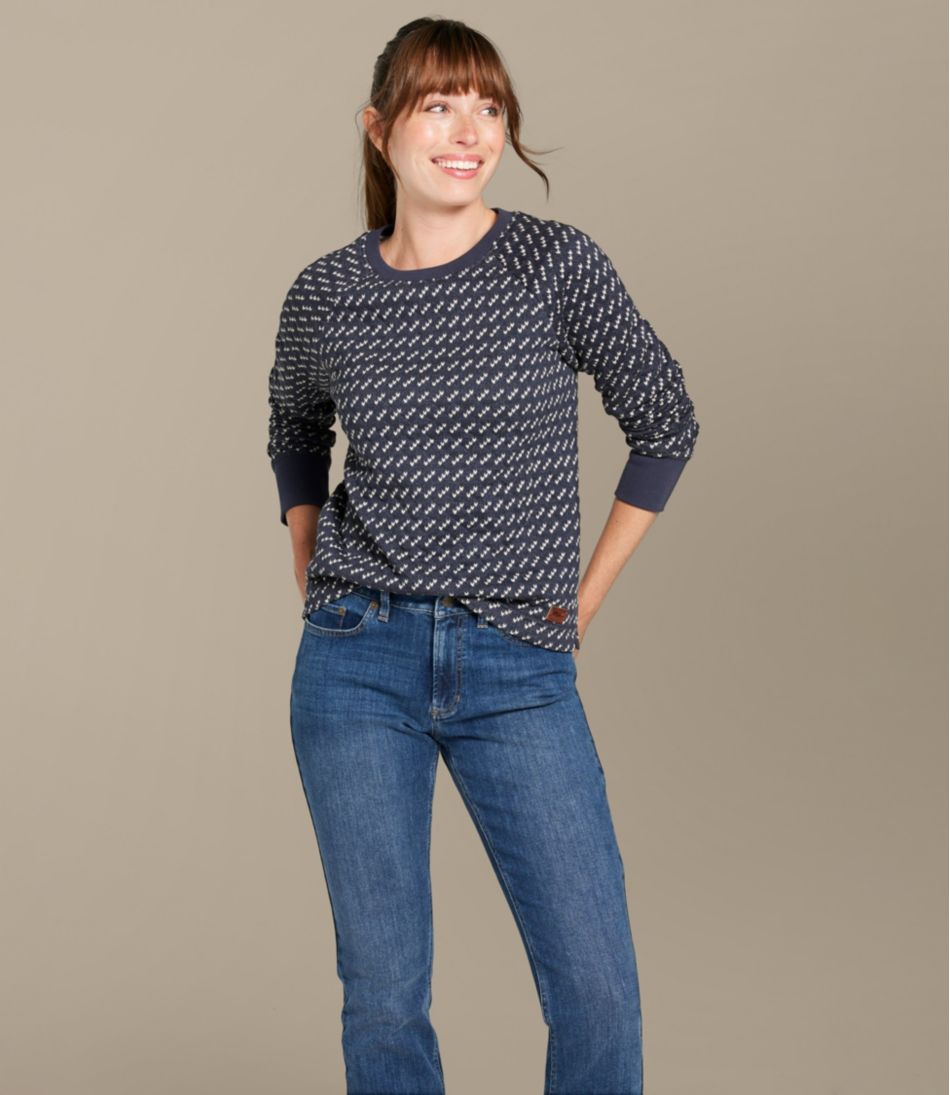 L.L.Bean | Women's Quilted Sweatshirt, Crewneck Pullover Print