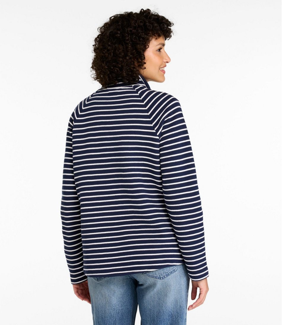 L.L.Bean | Women's Lakewashed Double-Knit Quarter-Snap, Stripe