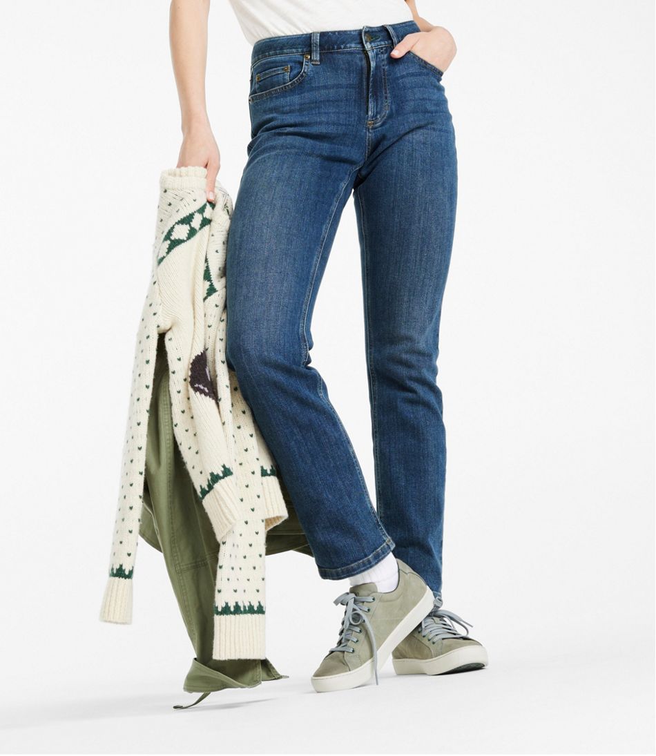 L.L.Bean | Women's BeanFlex® Jeans, Mid-Rise Straight-Leg