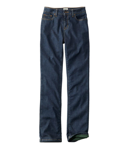 L.L.Bean | Women's True Shape Jeans, High-Rise Straight-Leg Fleece-Lined