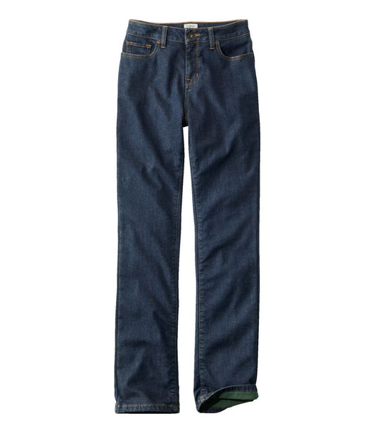 L.L.Bean | Women's True Shape Jeans, High-Rise Straight-Leg Fleece-Lined