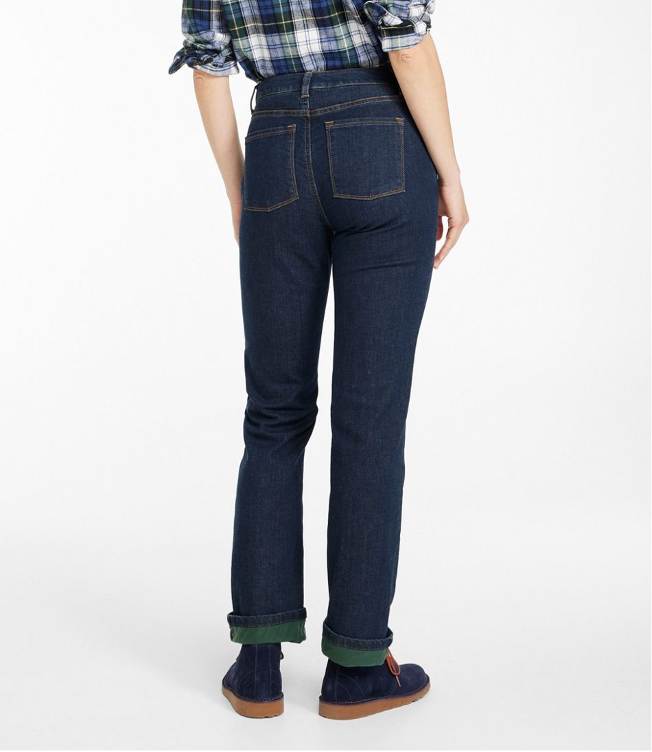 L.L.Bean | Women's True Shape Jeans, High-Rise Straight-Leg Fleece-Lined