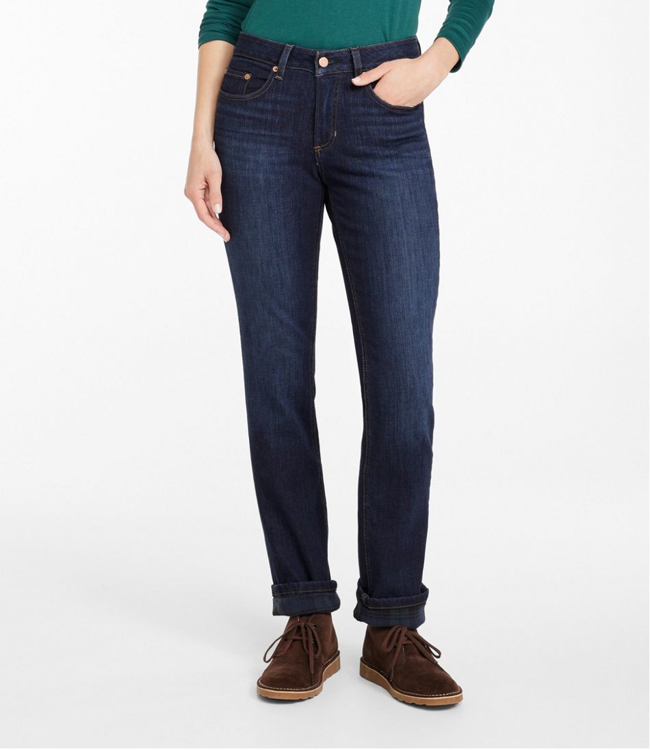 L.L.Bean | Women's BeanFlex® Jeans, Mid-Rise Straight-Leg Lined