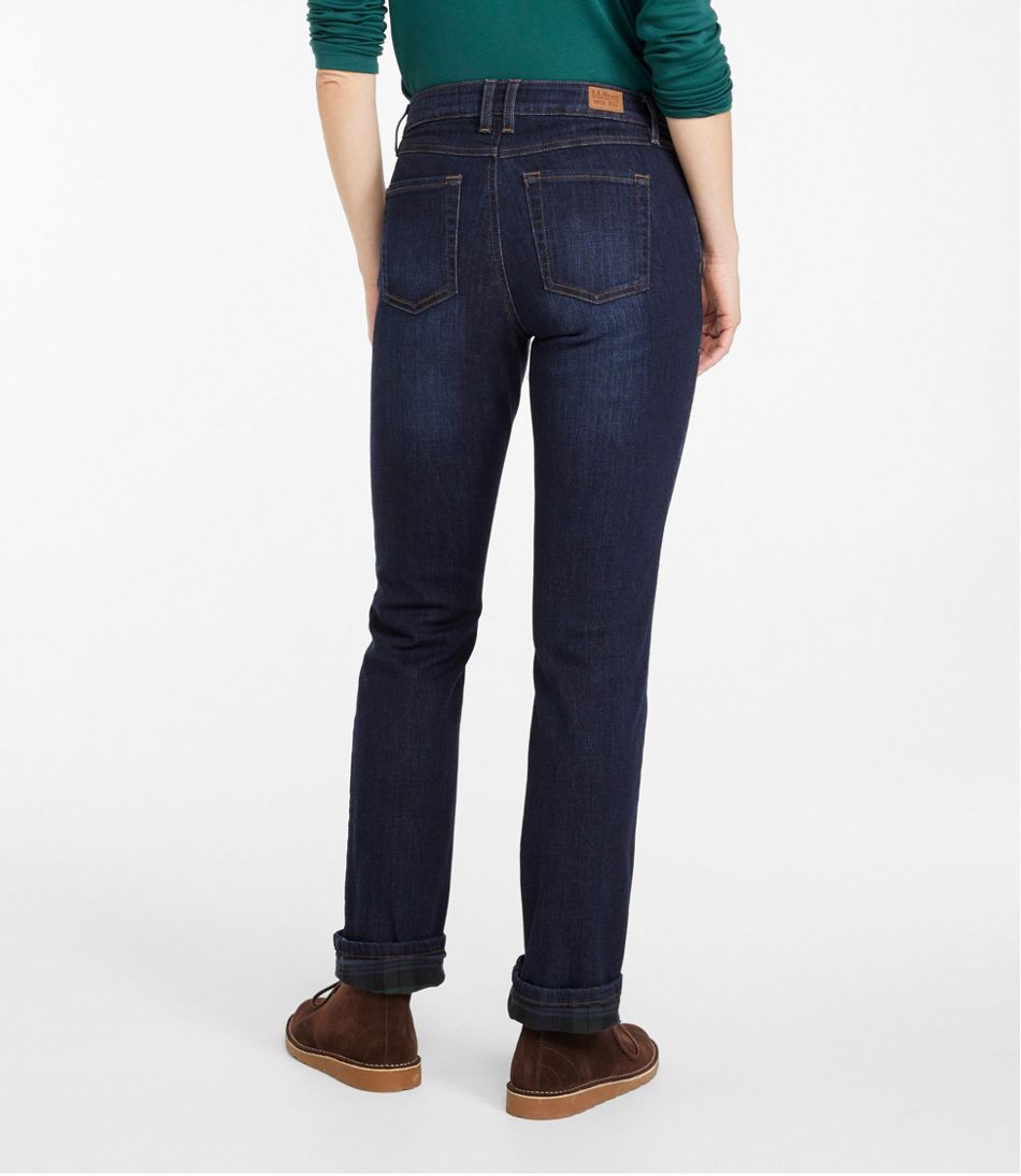 L.L.Bean | Women's BeanFlex® Jeans, Mid-Rise Straight-Leg Lined