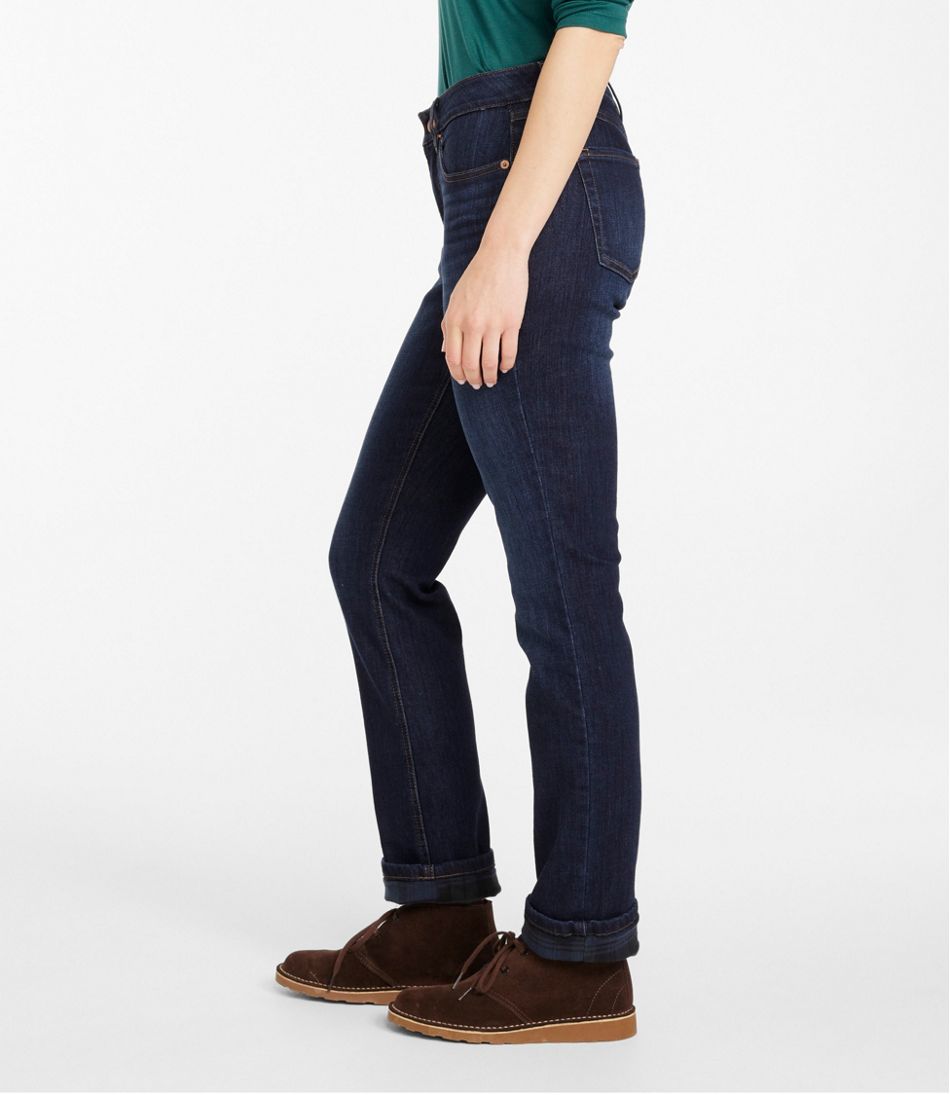 L.L.Bean | Women's BeanFlex® Jeans, Mid-Rise Straight-Leg Lined